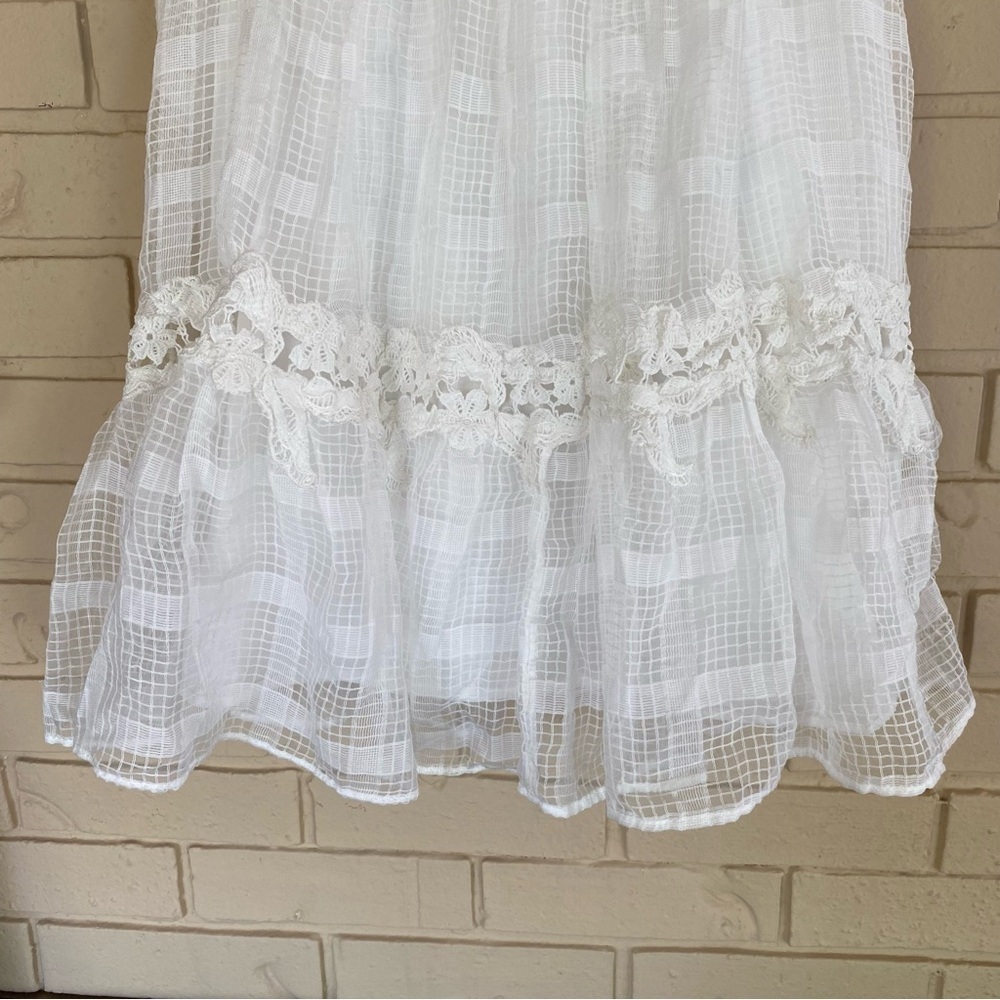 Zara Embroidered Eyelet Dress White Cottagecore Mini Ruffle Prairie Cotton Sz M - Picture 4 of 9